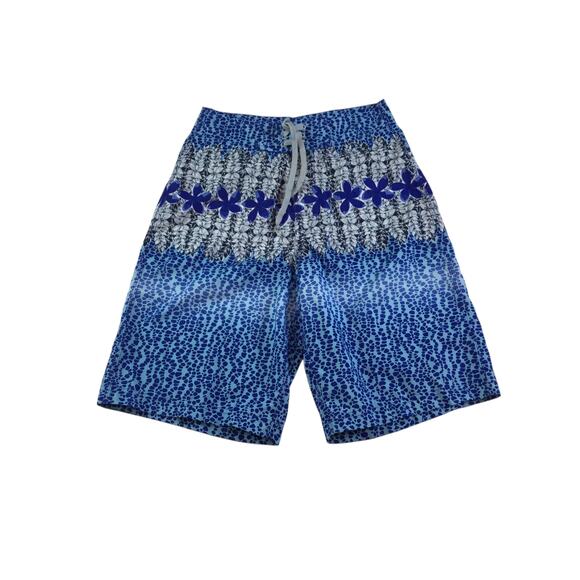 Roundtree & Yorke Board Surf Shorts New Size 28 Blue/Gray Tropical NWT - Picture 1 of 6
